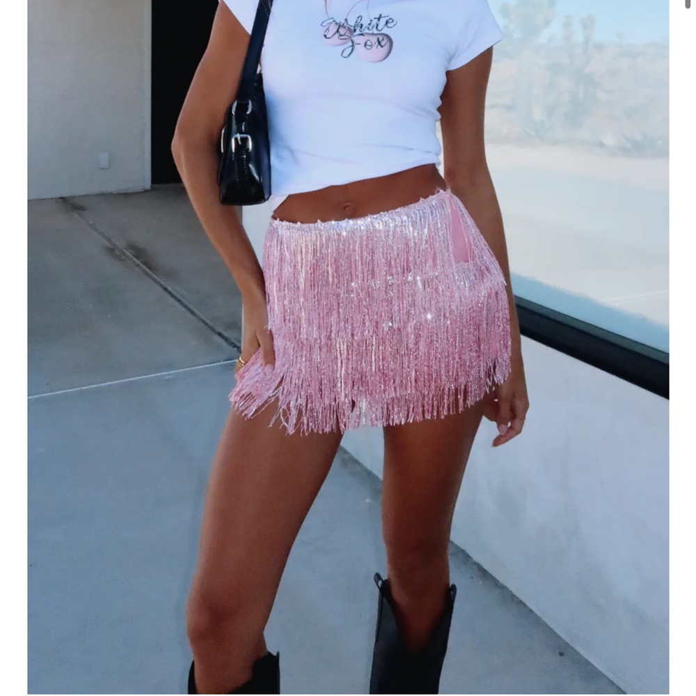 White Fox Boutique Hips Don’t Lie Fringe Mini Skirt